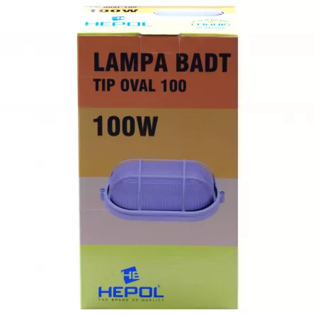 Lampa HEPOL BADT 07977 ovala, dulie E27, 1 x 100W, alba