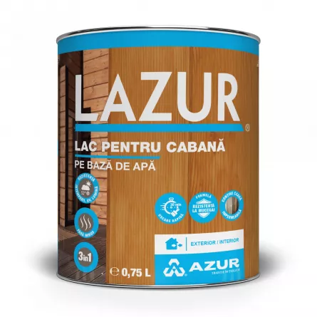Lazur lac de cabana pe baza de apa, culoare cires, ambalare 0.75L