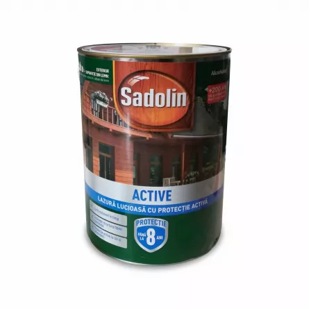 Lazura lucioasa cu protectie activa, Sadolin activ, palisandru, ambalare 5 L