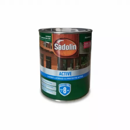 Lazura lucioasa cu protectie activa, Sadolin activ, teak, ambalare 0,75 L