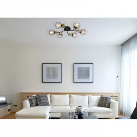 Lustra Globo Lally 54113-6D, metal negru, 6xE27, L 71 cm