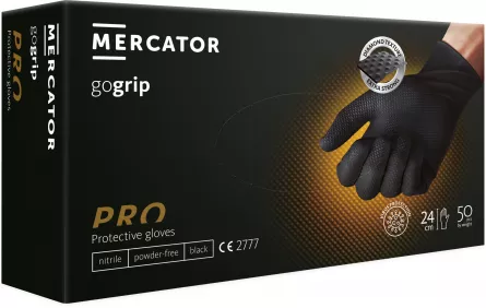 Manusi pentru mecanici, GOGRIP, culoare neagra, marime XL,set de 50 de bucati