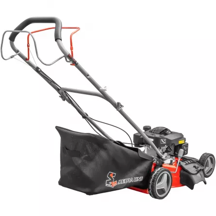 Masina pentru gazon, Media-Line MG 46-150 S, motor in patru timpi, benzina, putere 3,5 CP, latime de taiere 46 cm, volum cis colector 55 L, autopropulsata