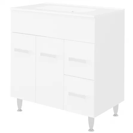 Mobilier baie cu lavoar Savini Due Madrid 504, 81.5 x 46.5 x 86 cm, alb