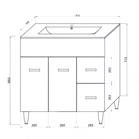 Mobilier baie cu lavoar Savini Due Madrid 504, 81.5 x 46.5 x 86 cm, alb