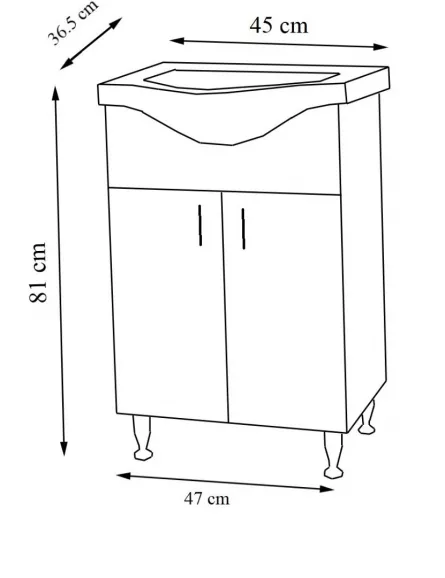 Mobilier Baie si lavoar, Seria 101, 18720, 45 cm, Alb
