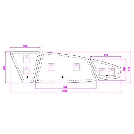 Oglinda baie cu LED Savini Due SPR217, 150 x 42 cm, actionare touch, 3 piese, trapez