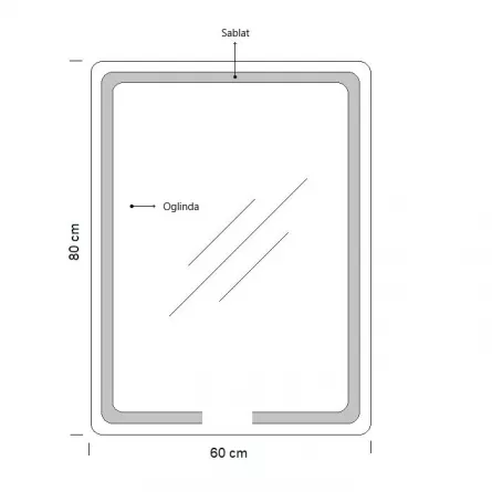 Oglinda cu iluminare LED si intrerupator touch si functie dezaburire, MD1, dimensiuni 60 x 80 cm