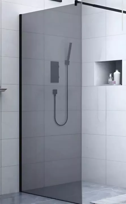 Panou dus sticla WI011, fumuriu, grosime sticla 8 mm, 120 cm, profile aluminiu, negru mat