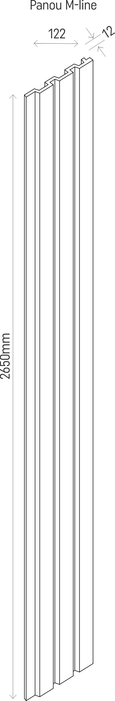 Panou riflaj LINERIO M-LINE GREY 2650 x 122 x 12 mm