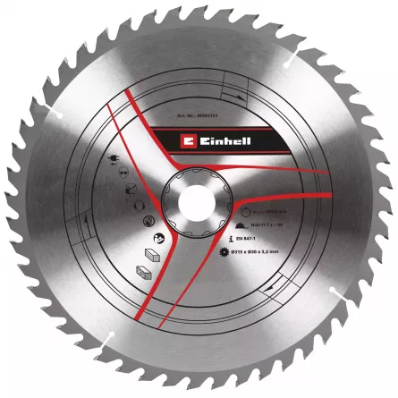 Panza circulara Einhell 315 × 30 mm, 48 dinti, pentru lemn