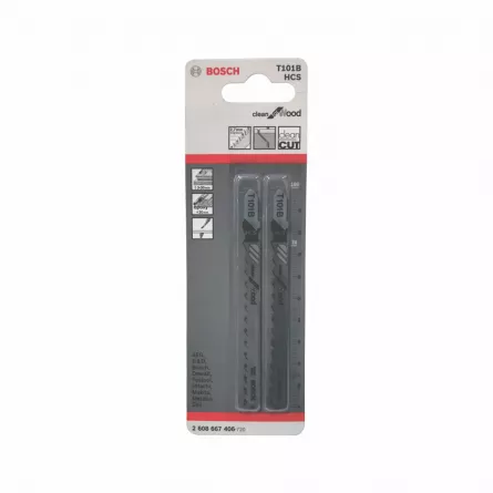 Panze de fierastrau pentru lemn, Bosch T 101B, set 2 bucati