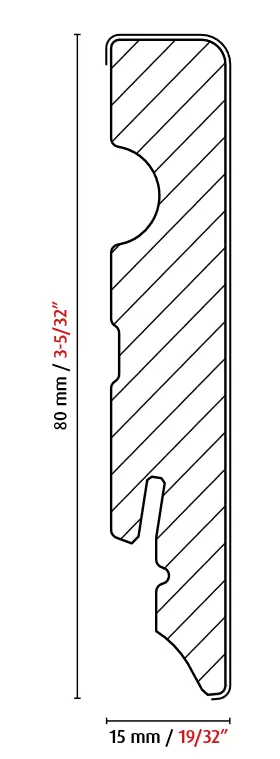 Plinta MDF Neuhofer FU84L FOEI216, 15 x 80 x 2400 mm, culoare gri deschis