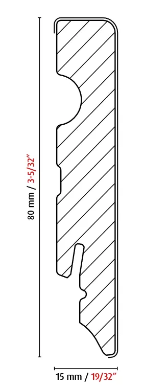 Plinta MDF FU84L FOEI464, 15 x 80 x 2400 mm, culoare stejar