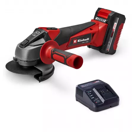 Polizor unghiular fara fir Einhell TC-AG 18/115 Li, 18V, cu acumulator 4.0Ah si incarcator