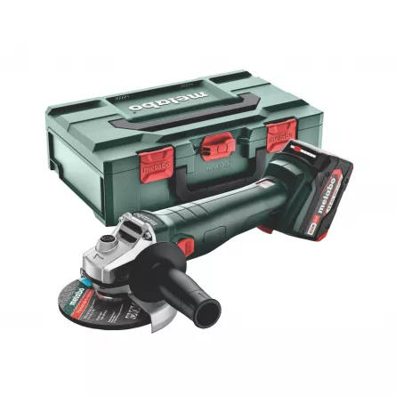 Polizor unighiular, Metabo 18V 7-125, doi acumulatori de 4 Ah, diametru disc 125 mm