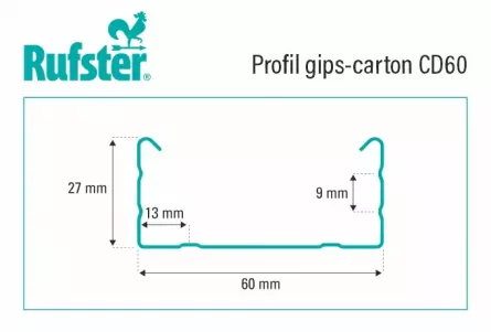 Profil gips carton Rufster din tabla zincata CD60 4 m 0.6 mm grosime