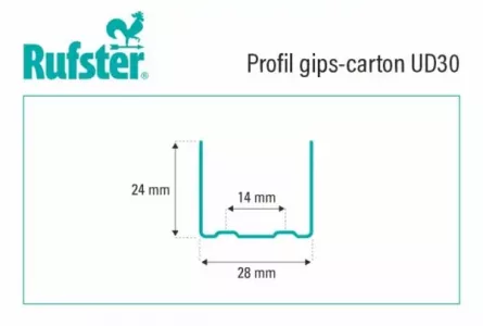 Profil gips carton Rufster din tabla zincata UD30 3 m 0.6 mm grosime