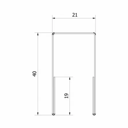 Profil U pentru gard rectangular, grosime tabla 0,50 mm, dimensiuni 40x21 mm, RAL 9005MPR, negru super-poliester, lungime variabila