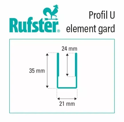 Profil U pentru gard rectangular, grosime tabla 0,50 mm, dimensiuni 35x21 mm, RAL 8017MS, maro mat structurat, lungime variabila