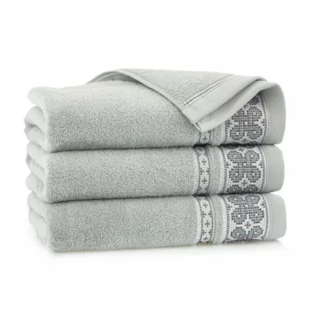 Prosop bumbac egiptean La Boca, 70 x 140 cm, 420 g, gri deschis