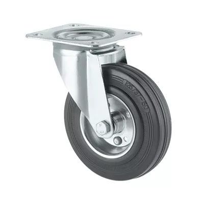 Roata pivotanta Otel/Cauciuc 125mm/100kg cu Placa