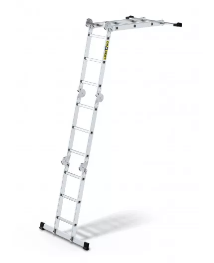 Scara aluminiu multifunctionala DraBest 4 x 3 trepte, platforma, 150 kg sarcina suportata 