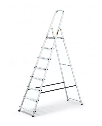 Scara aluminiu pliabila DraBest, 8 trepte, 125 kg sarcina suportata