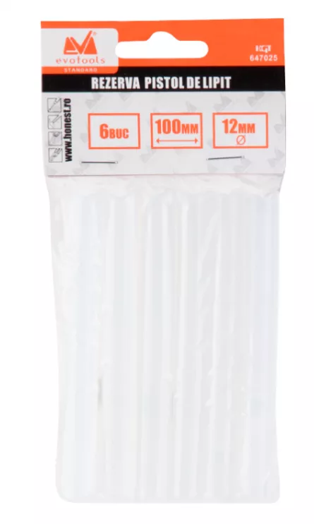 Set baton silicon pentru pistol de lipit, 100 x 11 mm, 6 bucati