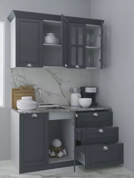 Set bucatarie MDF Square 01, 140 cm, antracit