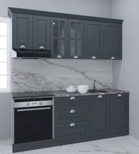 Set bucatarie MDF Square 01, 200 cm, antracit