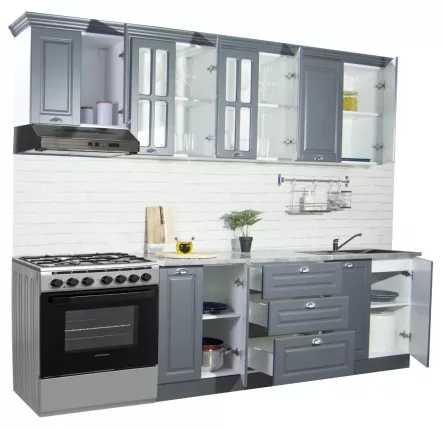 Set bucatarie MDF Square 01, 260 cm, antracit