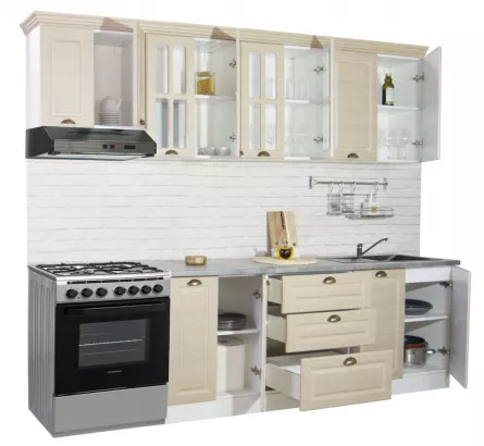 Set bucatarie MDF Square 01, 260 cm, fag