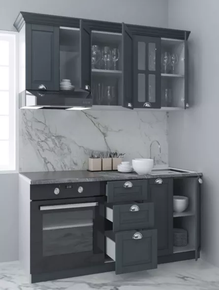 Set bucatarie MDF Square, 160 cm, antracit