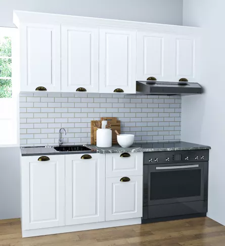 Set bucatarie MDF Square, 180 cm, alb rustic