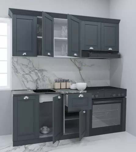 Set bucatarie MDF Square, 180 cm, antracit