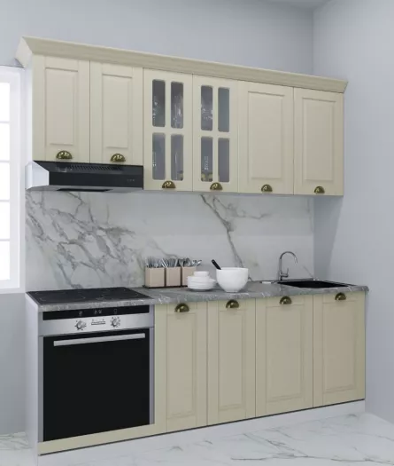 Set bucatarie MDF Square, 200 cm, fag rustic