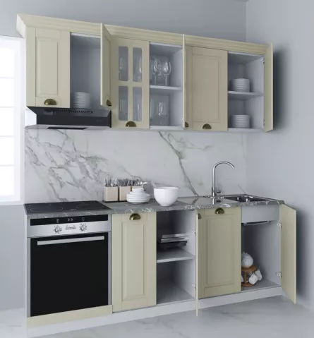 Set bucatarie MDF Square, 200 cm, fag rustic