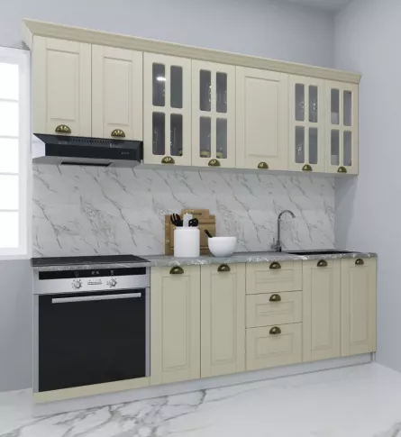 Set bucatarie MDF Square, 220 cm, fag rustic