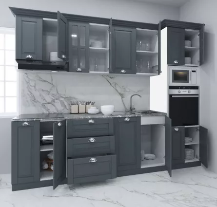 Set bucatarie MDF Square, 260 cm, antracit