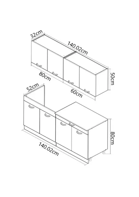 Set bucatarie PAL Sarona 02, 140 cm, alb/antracit