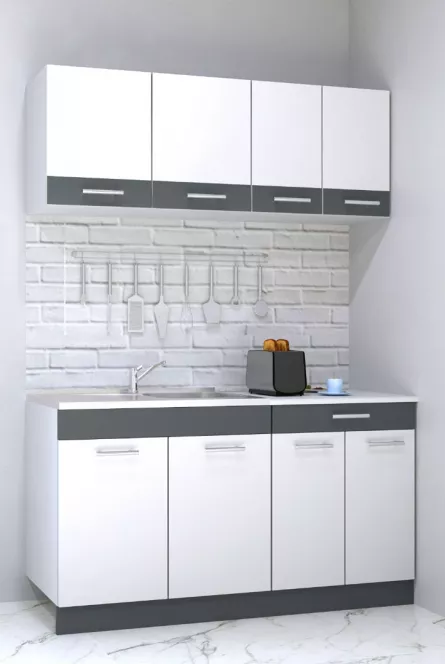 Set bucatarie PAL Sarona 02, 140 cm, alb/antracit