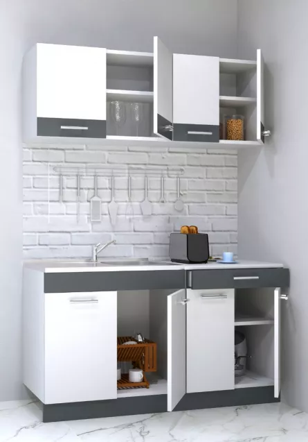 Set bucatarie PAL Sarona 02, 140 cm, alb/antracit