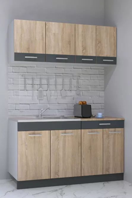 Set bucatarie PAL Sarona 02, 140 cm, sonoma/antracit