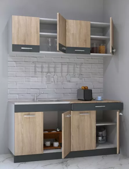 Set bucatarie PAL Sarona 02, 160 cm, sonoma/antracit