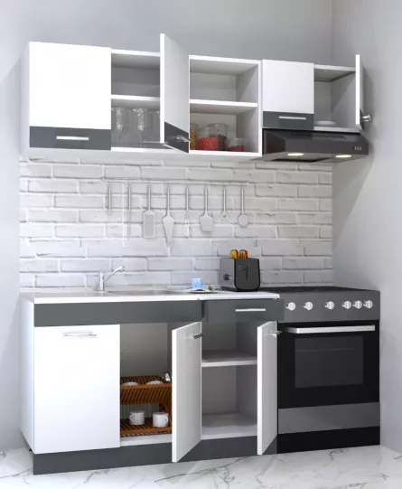 Set bucatarie PAL Sarona 03, 180 cm, alb/antracit