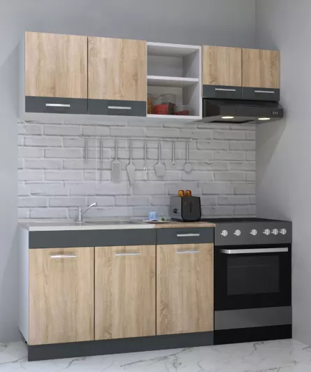 Set bucatarie PAL Sarona 03, 180 cm, sonoma/antracit