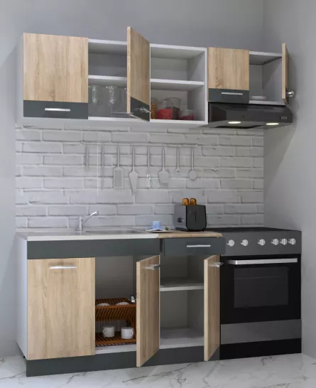 Set bucatarie PAL Sarona 03, 180 cm, sonoma/antracit