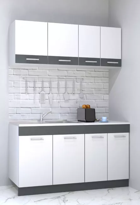 Set bucatarie PAL Sarona, 140 cm, alb/antracit