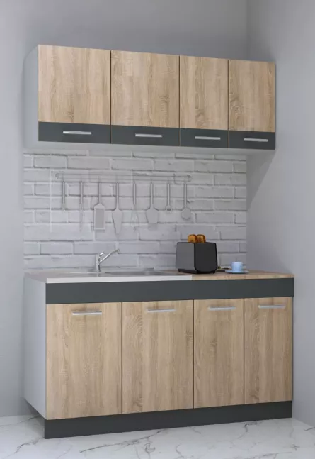 Set bucatarie PAL Sarona, 140 cm, sonoma/antracit